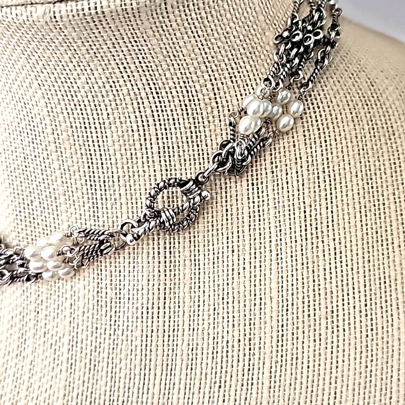 Silpada 5 Strand Sterling Silver Freshwater Pearl Necklace 17" Long N1214 - Picture 4 of 5